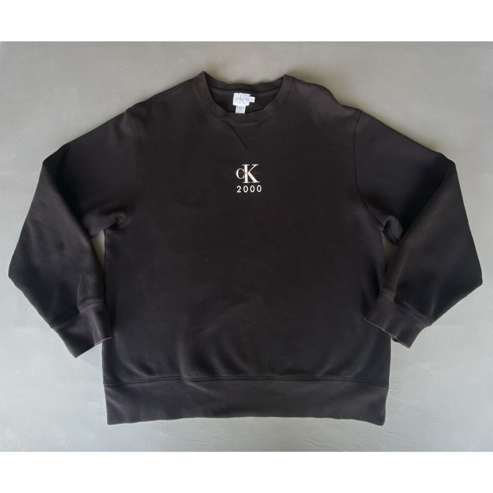 Calvin Klein Jeans 2000 Sweatshirt Women's L Black Crew Neck Graphic Pullover